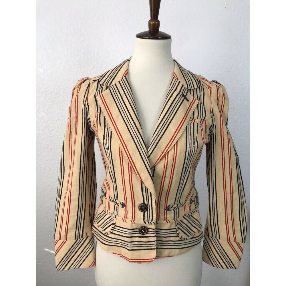 LaRok Multicolor Striped Single Breast Jacket FLAWS